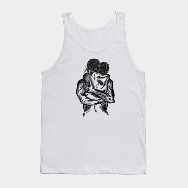 Man and woman hugging sketch Tank Top by Moonance